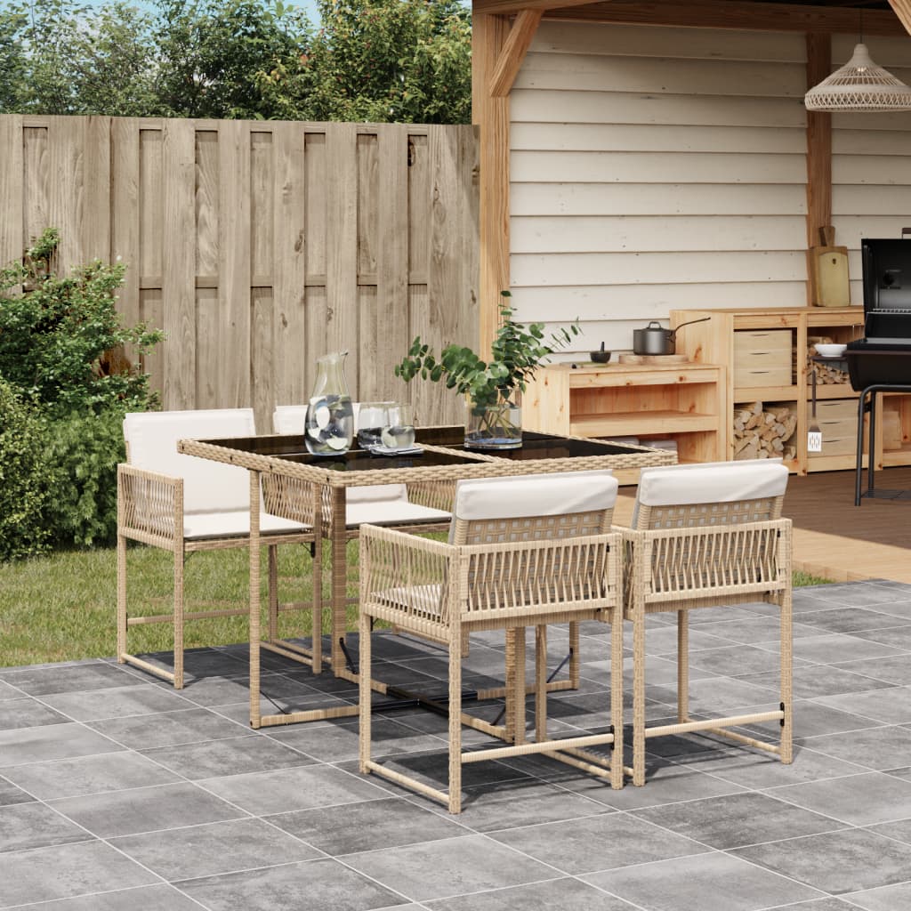 5-delige Tuinset met kussens poly rattan beige is nu te koop bij PeponiXL, paradijselijk wonen!