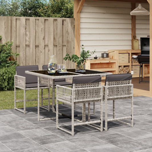 5-delige Tuinset met kussens poly rattan lichtgrijs is nu te koop bij PeponiXL, paradijselijk wonen!