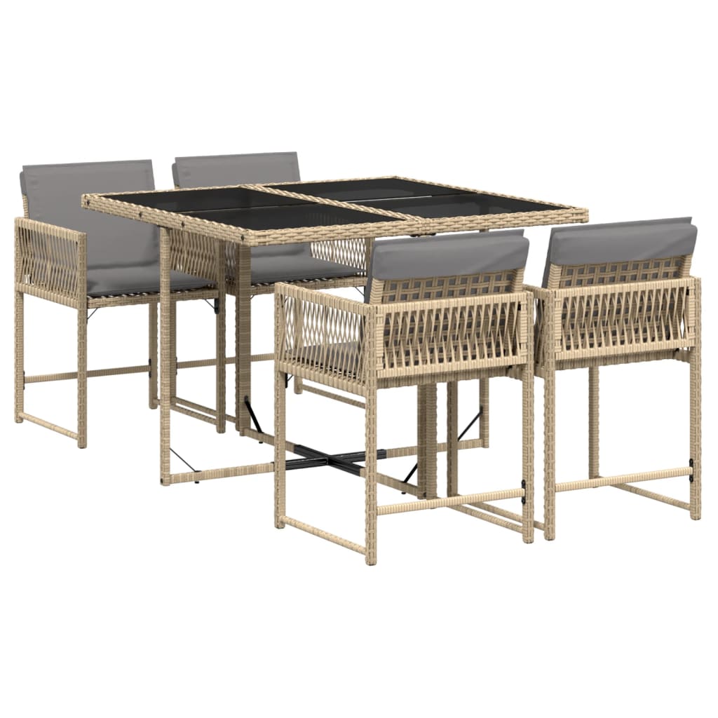 5-delige Tuinset met kussens poly rattan gemengd beige is nu te koop bij PeponiXL, paradijselijk wonen!