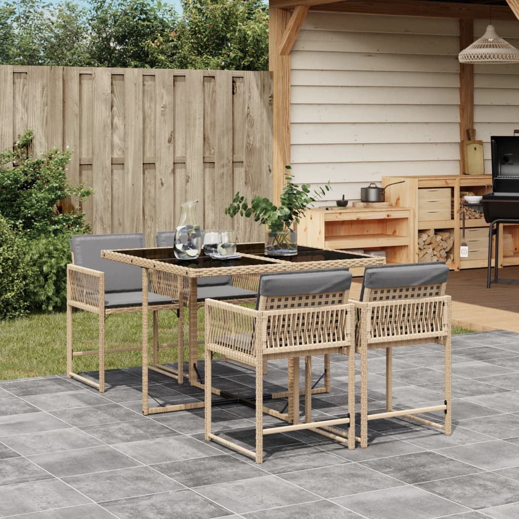 5-delige Tuinset met kussens poly rattan gemengd beige is nu te koop bij PeponiXL, paradijselijk wonen!