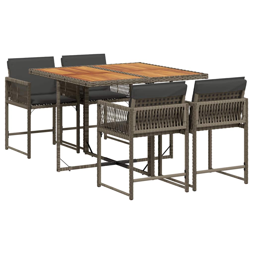 5-delige Tuinset met kussens poly rattan grijs is nu te koop bij PeponiXL, paradijselijk wonen!