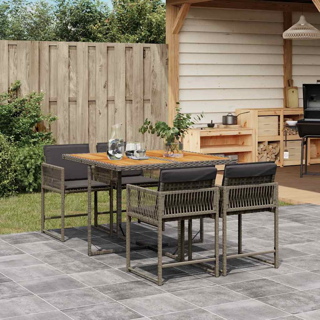 5-delige Tuinset met kussens poly rattan grijs is nu te koop bij PeponiXL, paradijselijk wonen!
