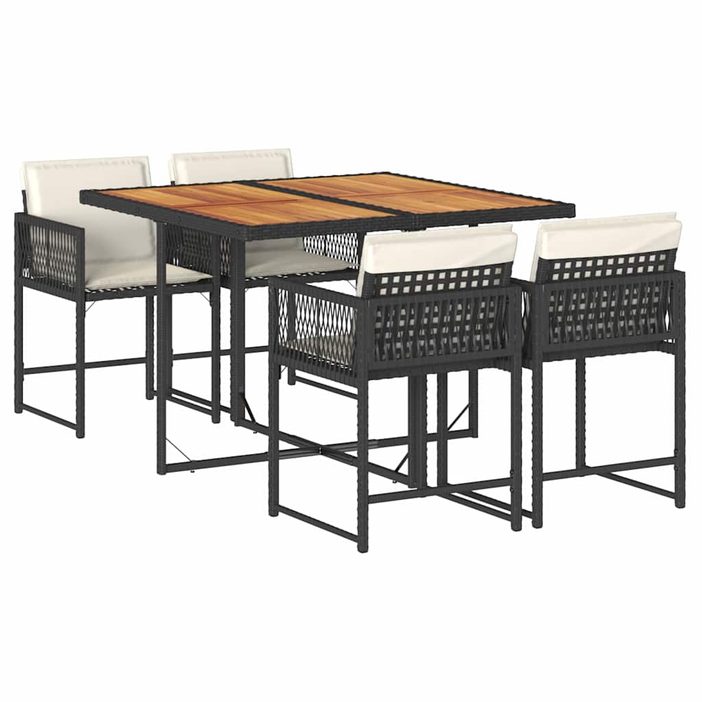 5-delige Tuinset met kussens poly rattan zwart is nu te koop bij PeponiXL, paradijselijk wonen!