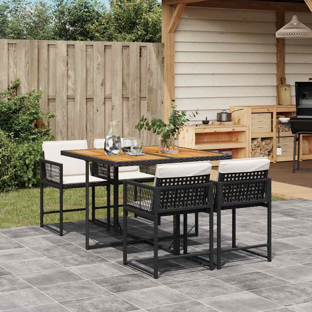 5-delige Tuinset met kussens poly rattan zwart is nu te koop bij PeponiXL, paradijselijk wonen!
