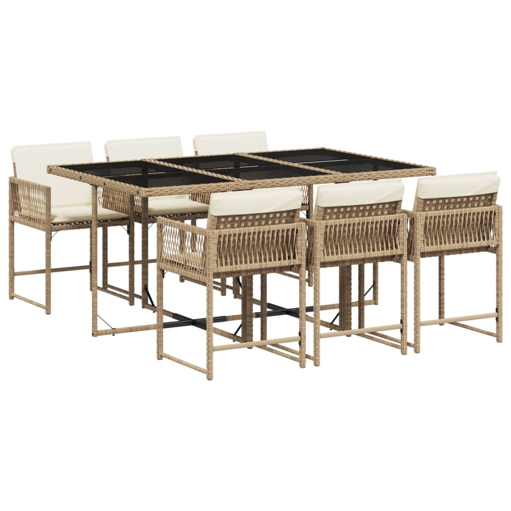 7-delige Tuinset met kussens poly rattan beige is nu te koop bij PeponiXL, paradijselijk wonen!