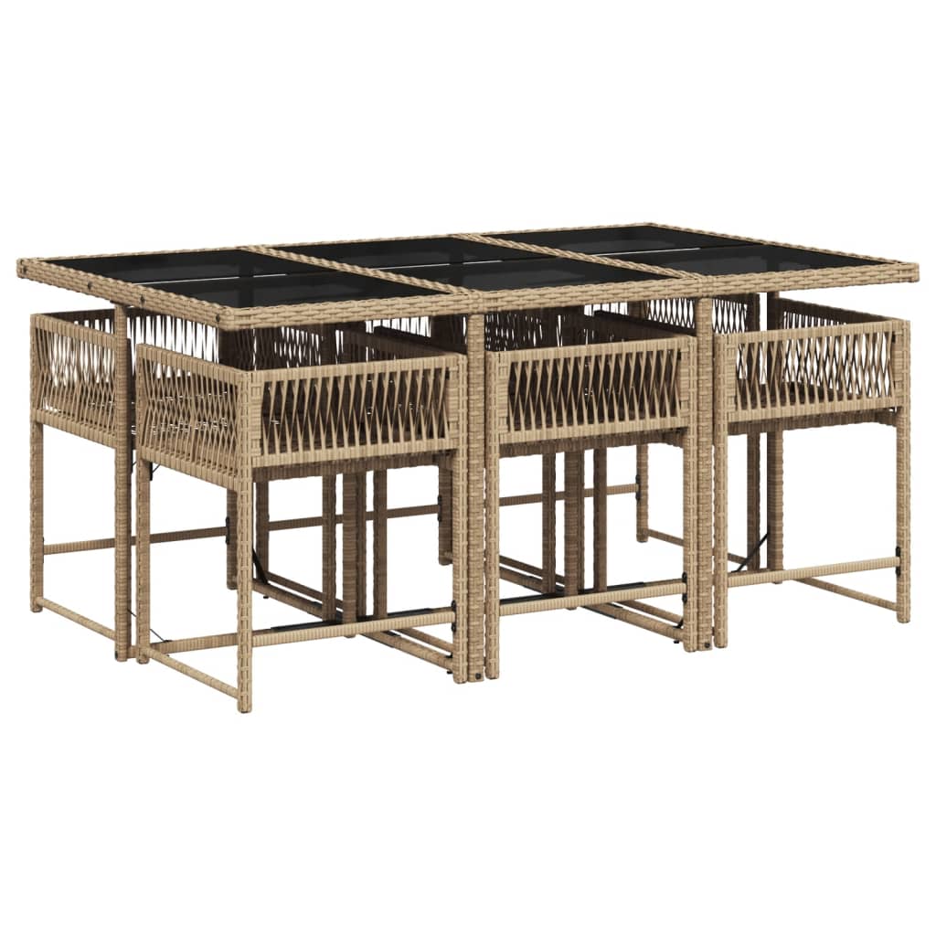 7-delige Tuinset met kussens poly rattan beige is nu te koop bij PeponiXL, paradijselijk wonen!