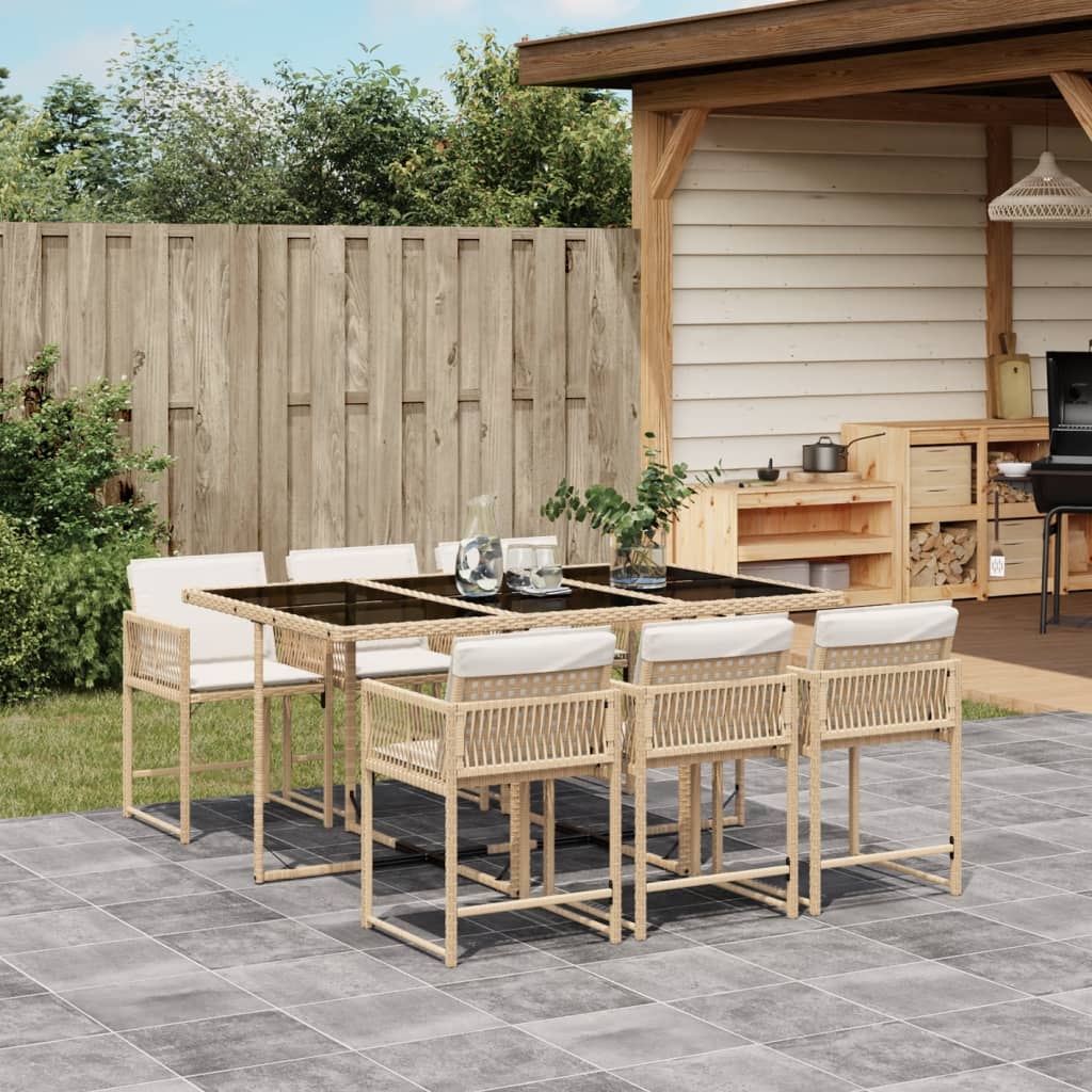 7-delige Tuinset met kussens poly rattan beige is nu te koop bij PeponiXL, paradijselijk wonen!