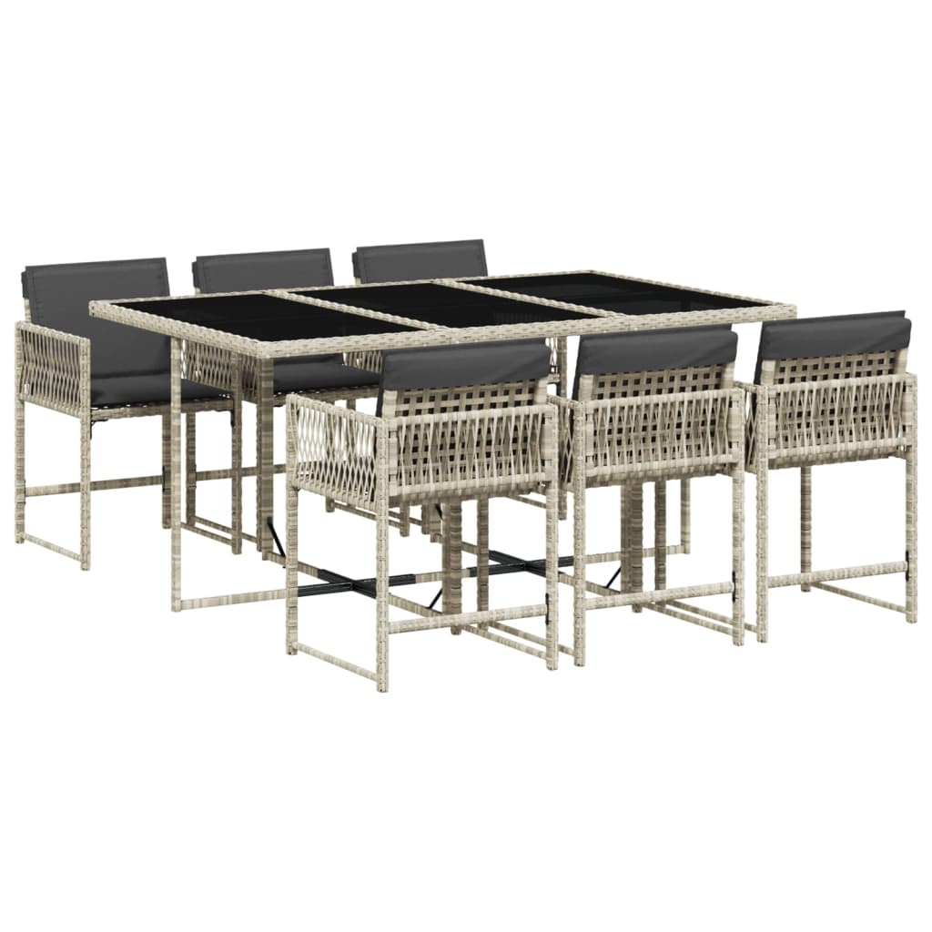 7-delige Tuinset met kussens poly rattan grijs is nu te koop bij PeponiXL, paradijselijk wonen!