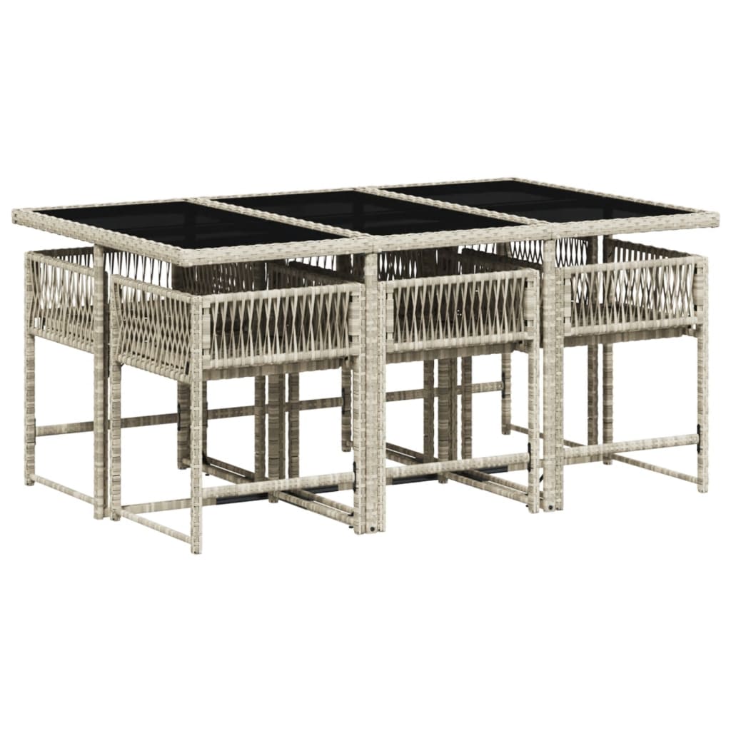 7-delige Tuinset met kussens poly rattan grijs is nu te koop bij PeponiXL, paradijselijk wonen!