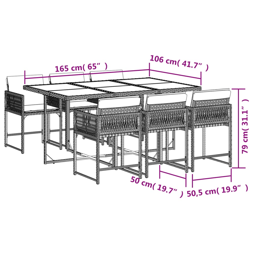 7-delige Tuinset met kussens poly rattan grijs is nu te koop bij PeponiXL, paradijselijk wonen!