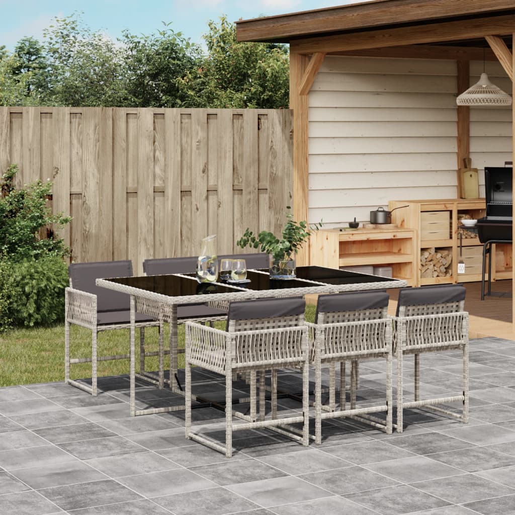 7-delige Tuinset met kussens poly rattan grijs is nu te koop bij PeponiXL, paradijselijk wonen!