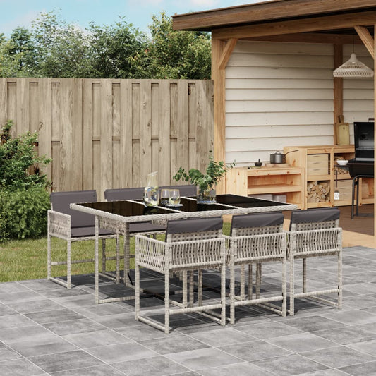7-delige Tuinset met kussens poly rattan grijs is nu te koop bij PeponiXL, paradijselijk wonen!
