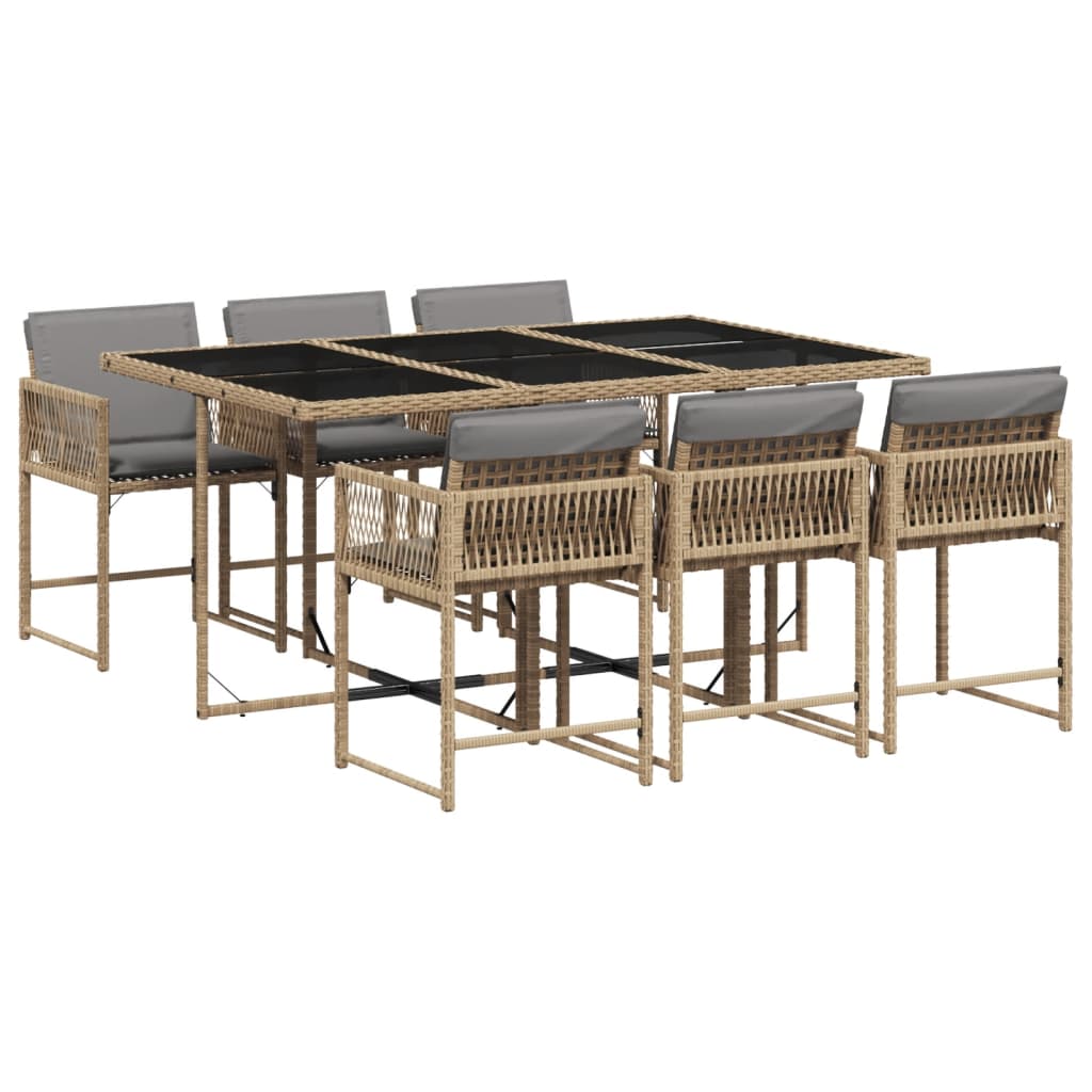 7-delige Tuinset met kussens poly rattan gemengd beige is nu te koop bij PeponiXL, paradijselijk wonen!