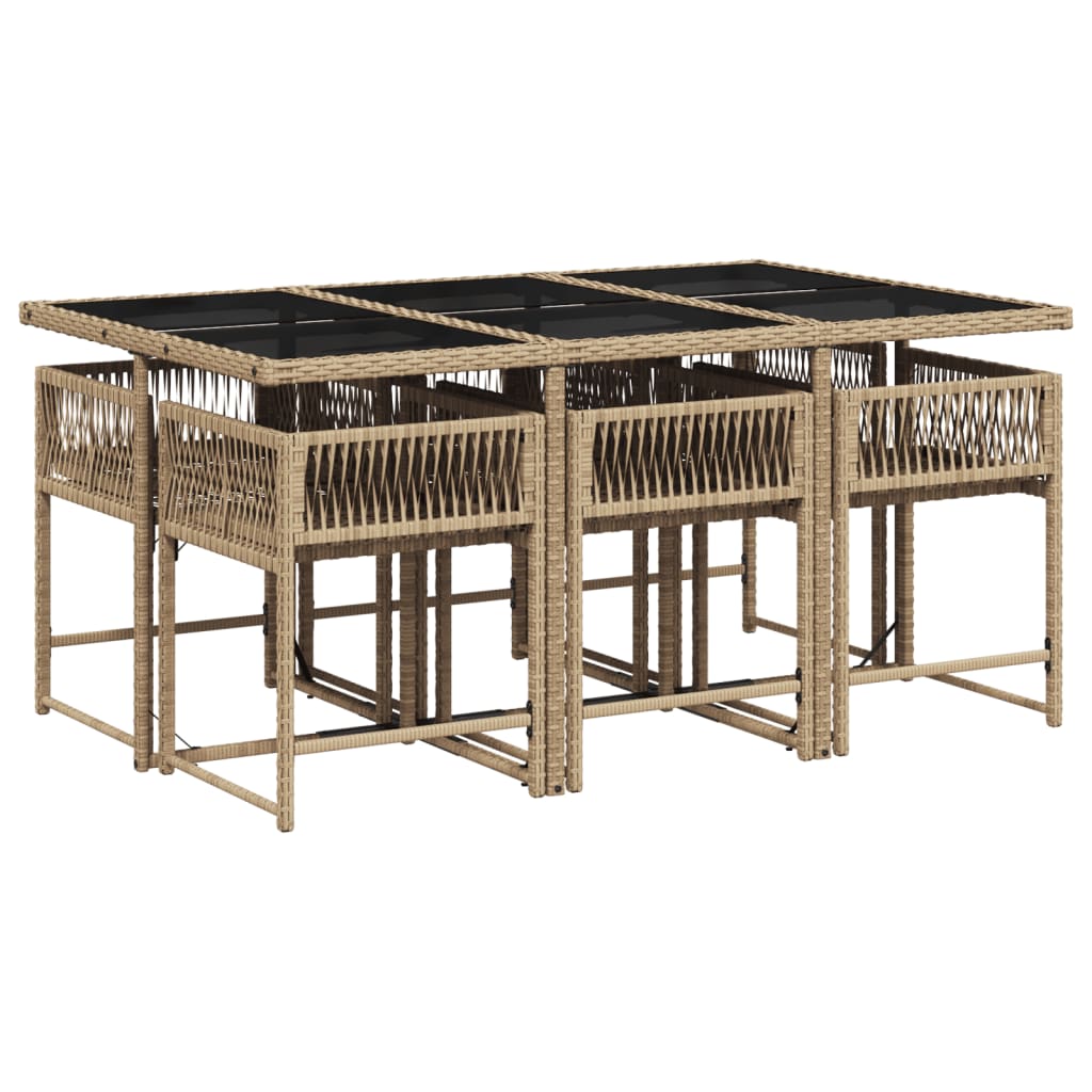 7-delige Tuinset met kussens poly rattan gemengd beige is nu te koop bij PeponiXL, paradijselijk wonen!