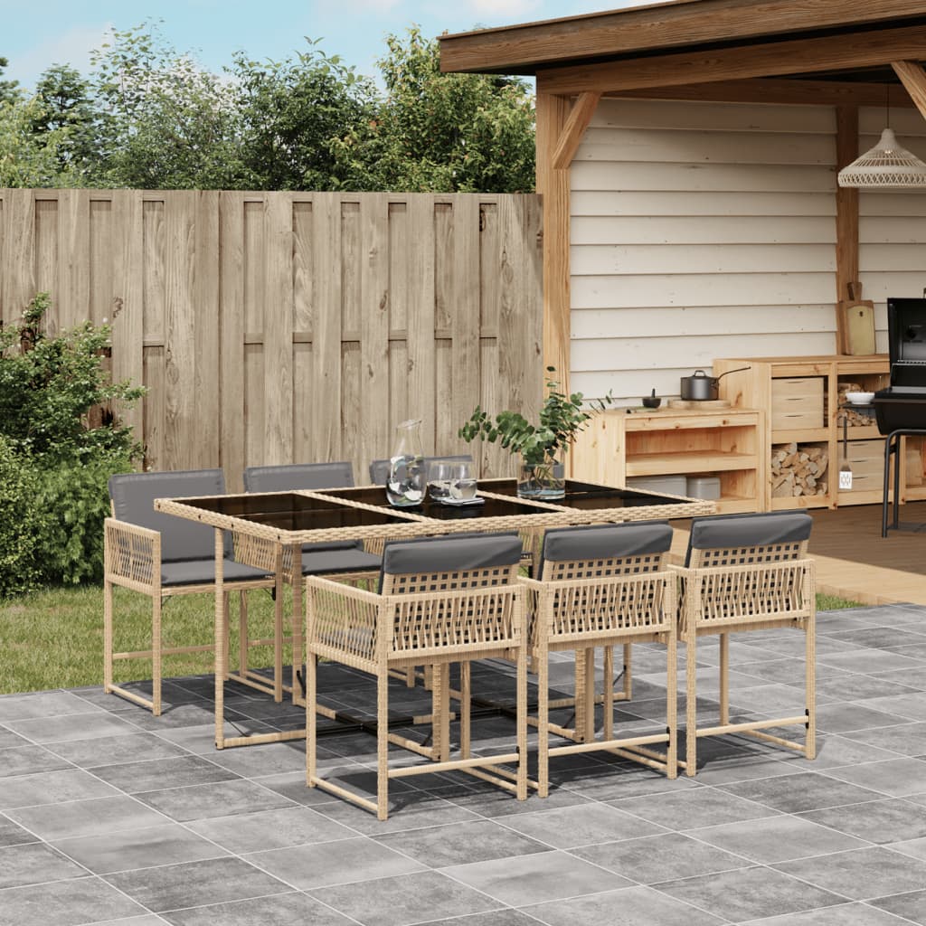 7-delige Tuinset met kussens poly rattan gemengd beige is nu te koop bij PeponiXL, paradijselijk wonen!