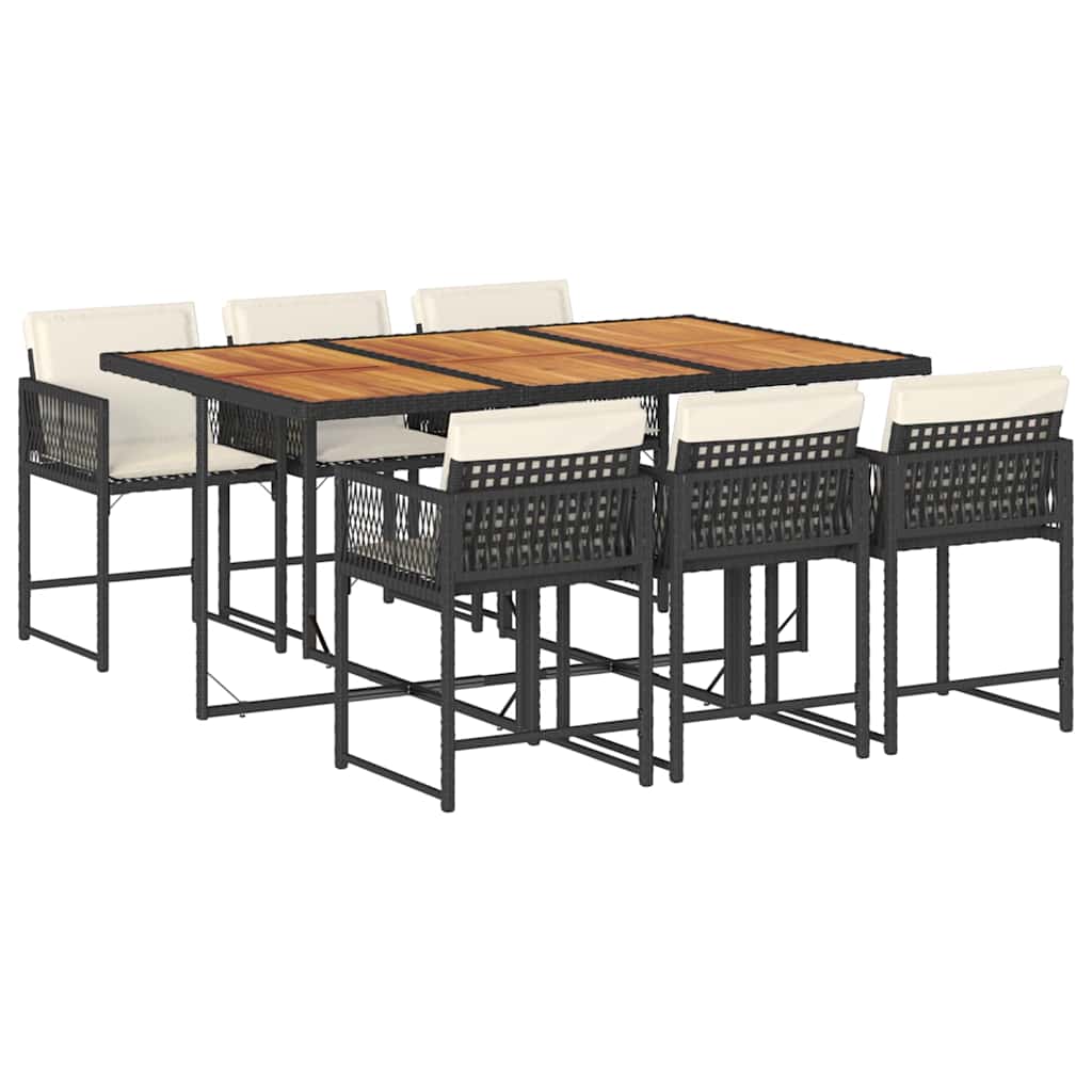7-delige Tuinset met kussens poly rattan zwart is nu te koop bij PeponiXL, paradijselijk wonen!