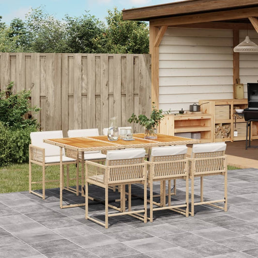 7-delige Tuinset met kussens poly rattan beige is nu te koop bij PeponiXL, paradijselijk wonen!