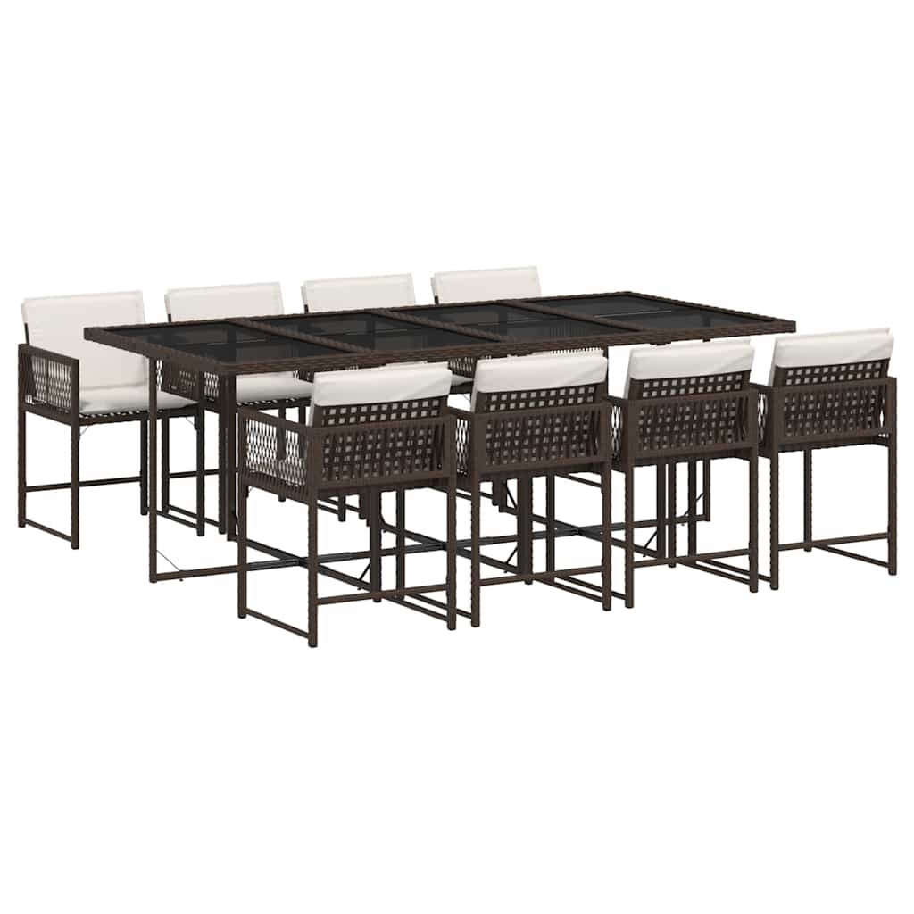9-delige Tuinset met kussens poly rattan bruin is nu te koop bij PeponiXL, paradijselijk wonen!