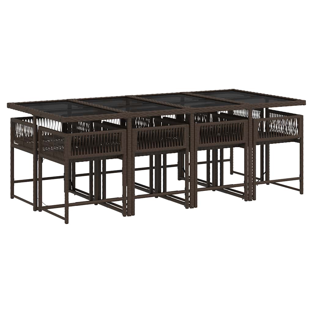 9-delige Tuinset met kussens poly rattan bruin is nu te koop bij PeponiXL, paradijselijk wonen!