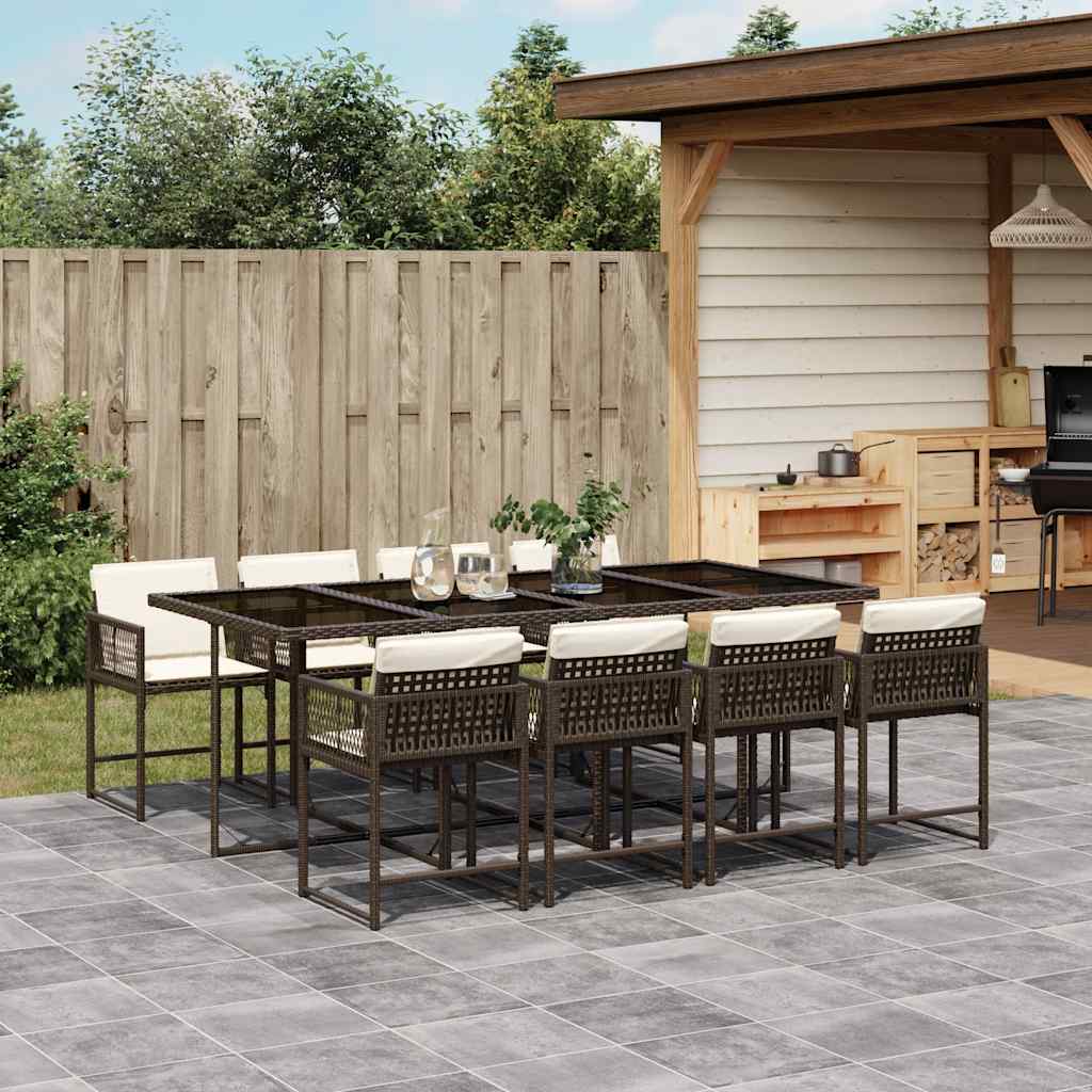 9-delige Tuinset met kussens poly rattan bruin is nu te koop bij PeponiXL, paradijselijk wonen!