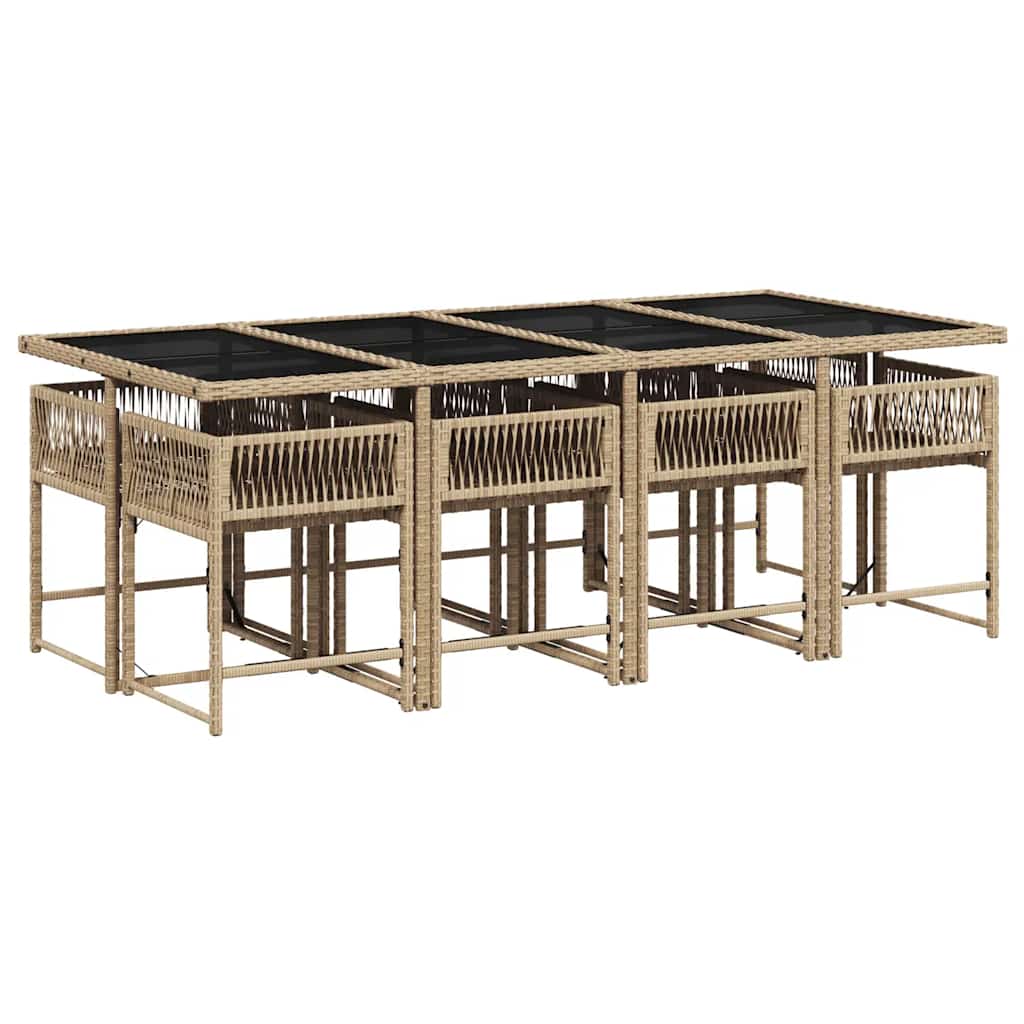 9-delige Tuinset met kussens poly rattan beige is nu te koop bij PeponiXL, paradijselijk wonen!