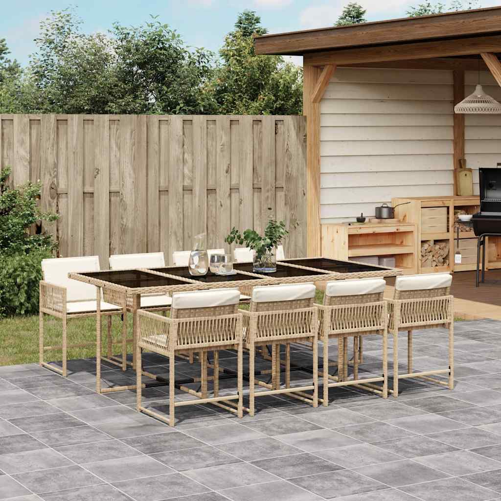 9-delige Tuinset met kussens poly rattan beige is nu te koop bij PeponiXL, paradijselijk wonen!