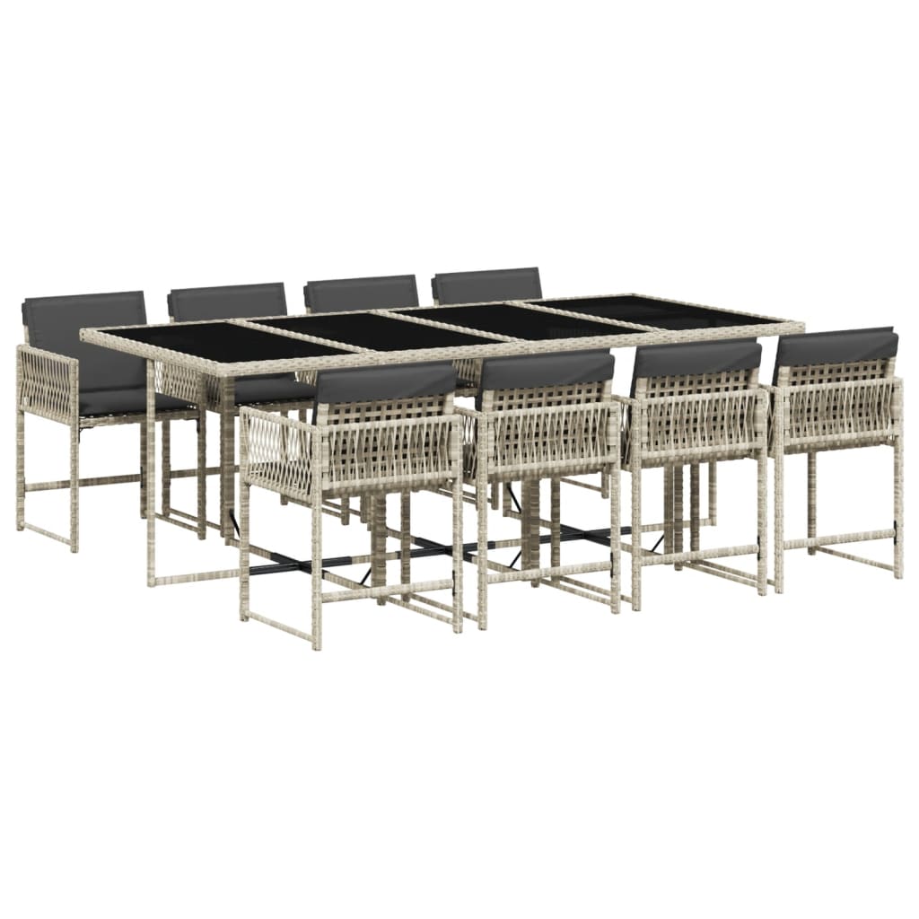 9-delige Tuinset met kussens poly rattan lichtgrijs is nu te koop bij PeponiXL, paradijselijk wonen!
