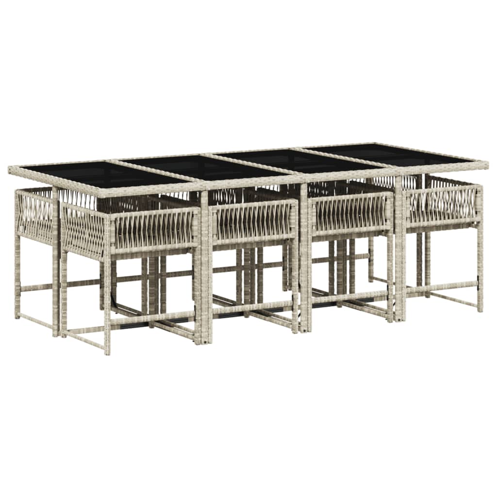 9-delige Tuinset met kussens poly rattan lichtgrijs is nu te koop bij PeponiXL, paradijselijk wonen!