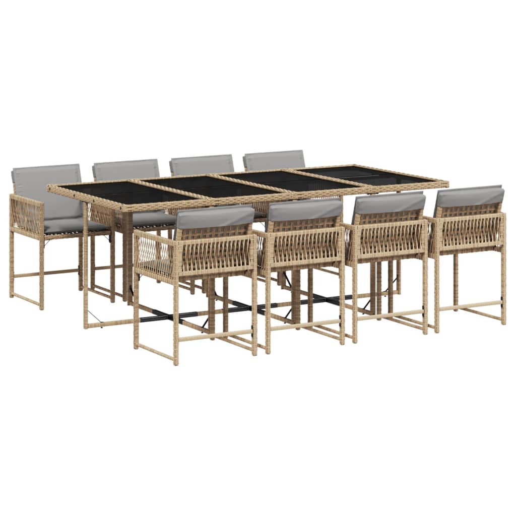 9-delige Tuinset met kussens poly rattan gemengd beige is nu te koop bij PeponiXL, paradijselijk wonen!
