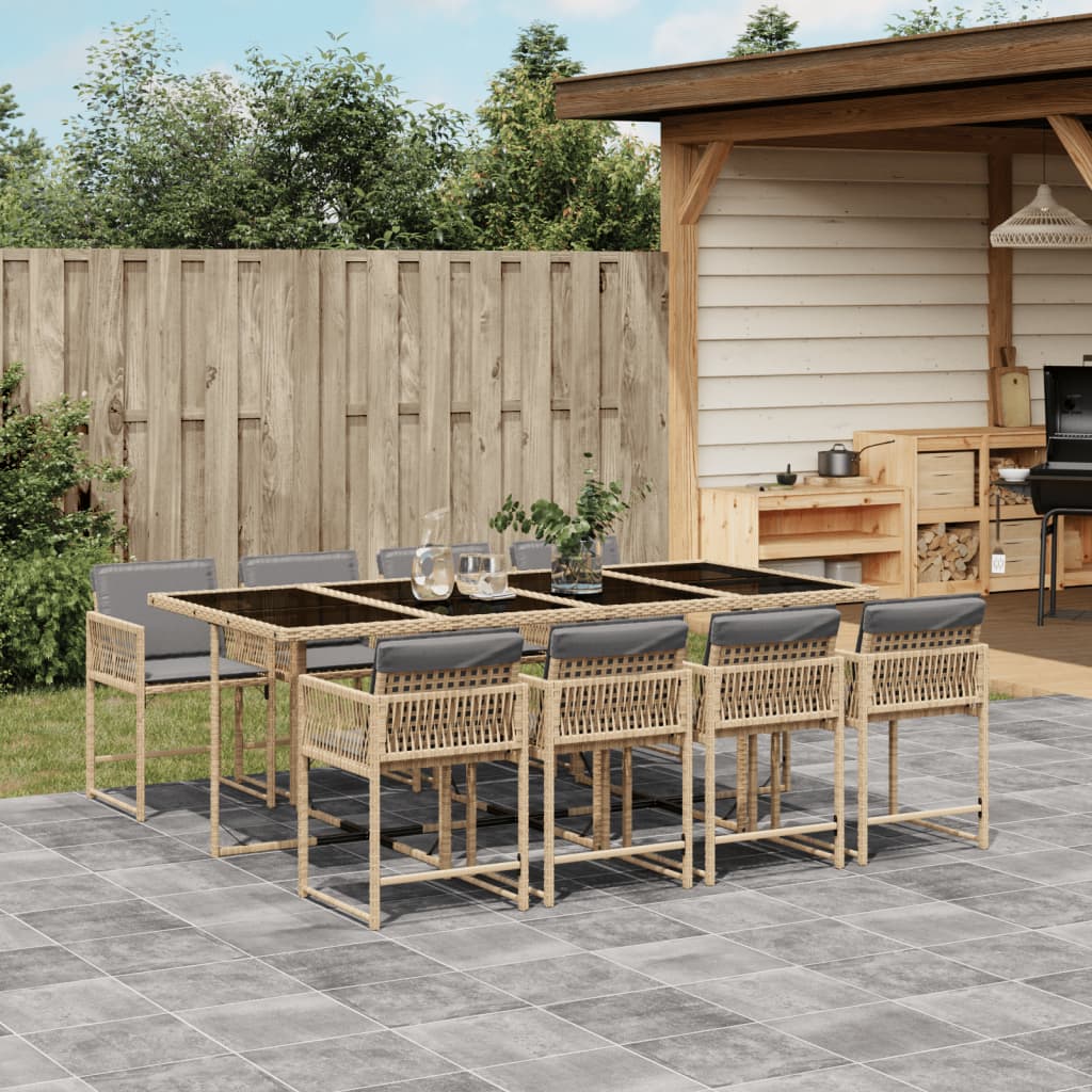 9-delige Tuinset met kussens poly rattan gemengd beige is nu te koop bij PeponiXL, paradijselijk wonen!