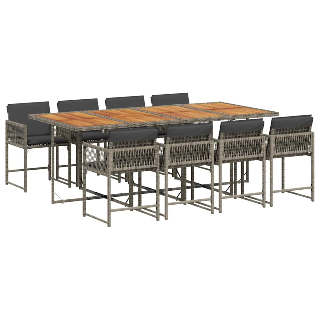 9-delige Tuinset met kussens poly rattan grijs is nu te koop bij PeponiXL, paradijselijk wonen!