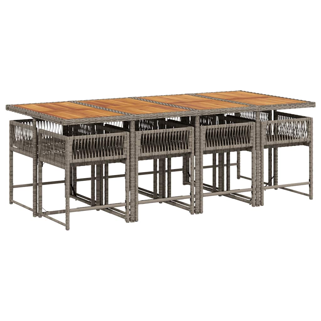 9-delige Tuinset met kussens poly rattan grijs is nu te koop bij PeponiXL, paradijselijk wonen!