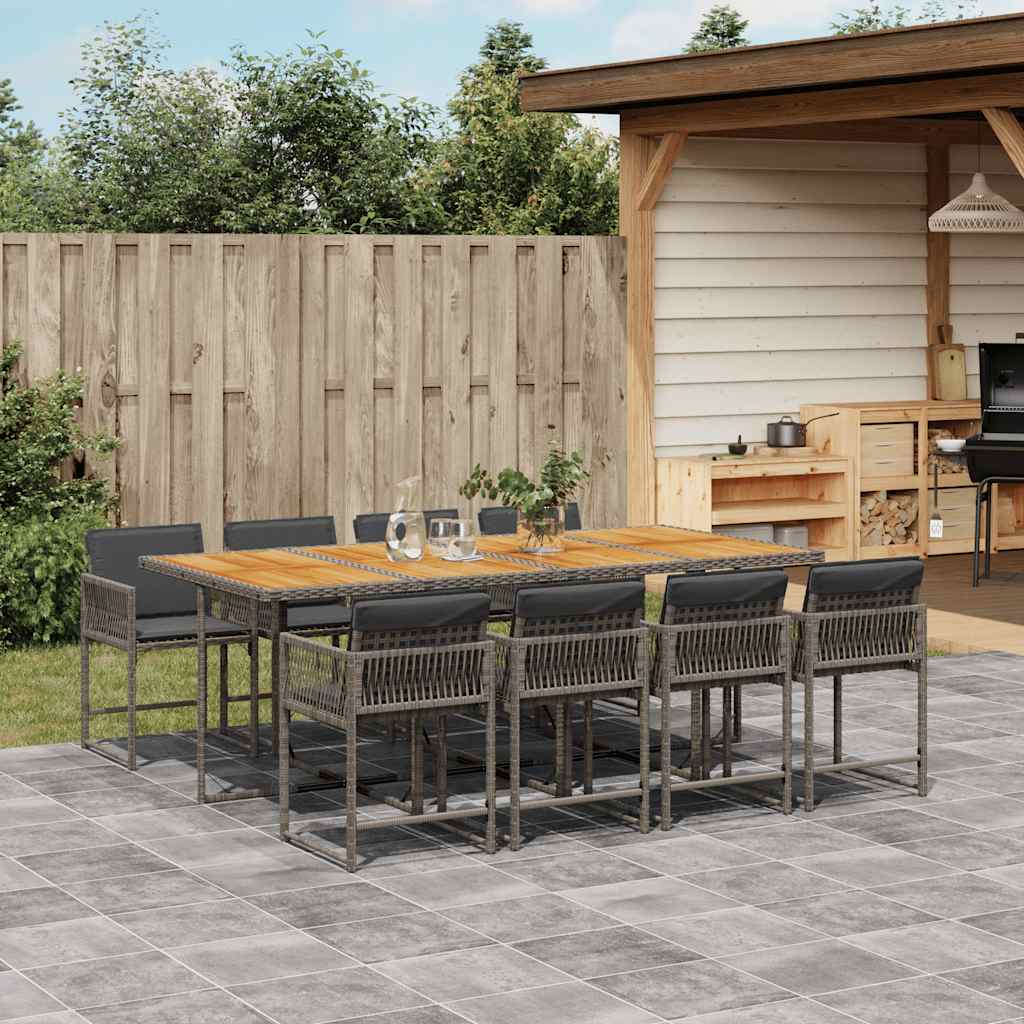 9-delige Tuinset met kussens poly rattan grijs is nu te koop bij PeponiXL, paradijselijk wonen!