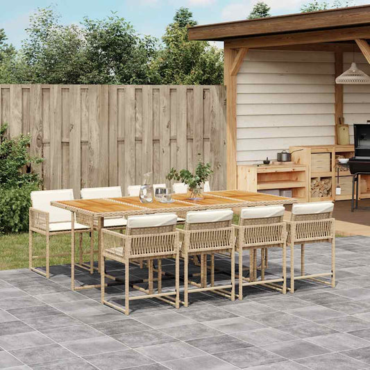 9-delige Tuinset met kussens poly rattan beige is nu te koop bij PeponiXL, paradijselijk wonen!