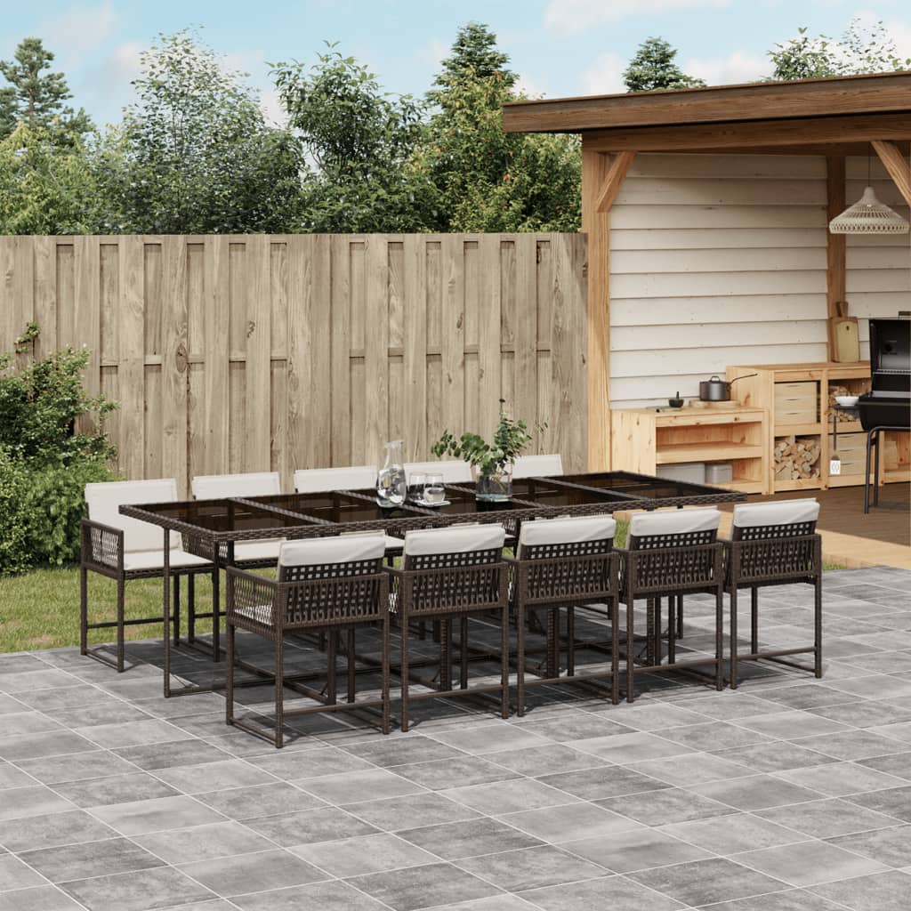 11-delige Tuinset met kussens poly rattan bruin is nu te koop bij PeponiXL, paradijselijk wonen!