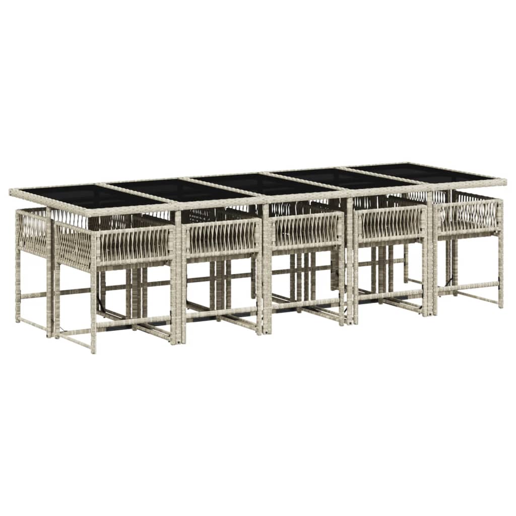 11-delige Tuinset met kussens poly rattan lichtgrijs is nu te koop bij PeponiXL, paradijselijk wonen!