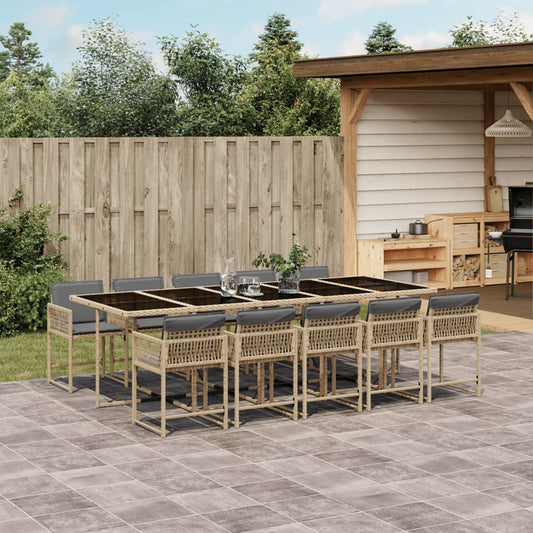 11-delige Tuinset met kussens poly rattan gemengd beige is nu te koop bij PeponiXL, paradijselijk wonen!