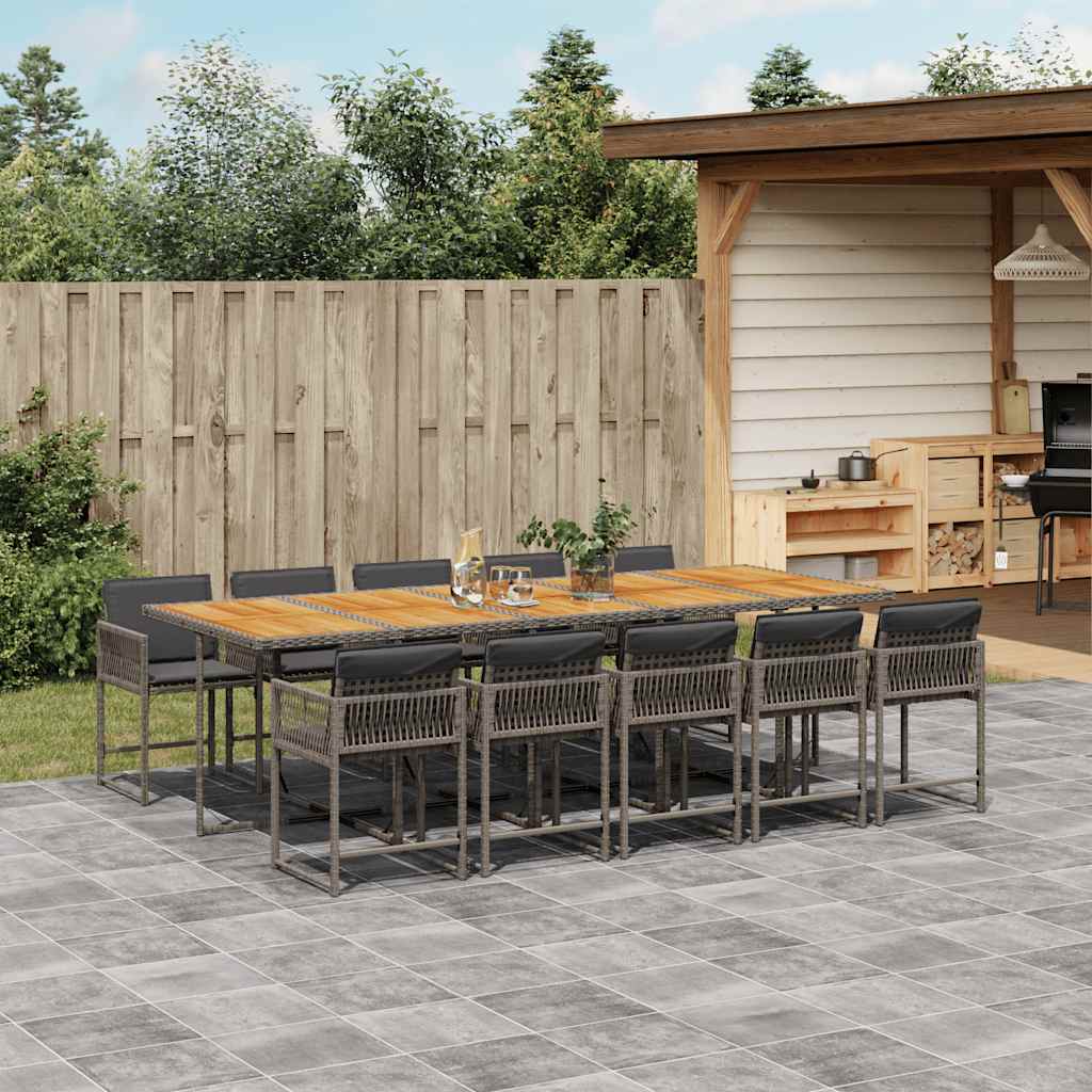 11-delige Tuinset met kussens poly rattan grijs is nu te koop bij PeponiXL, paradijselijk wonen!