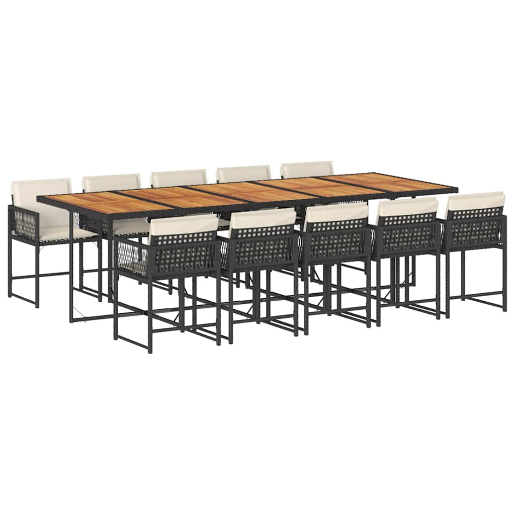 11-delige Tuinset met kussens poly rattan zwart is nu te koop bij PeponiXL, paradijselijk wonen!
