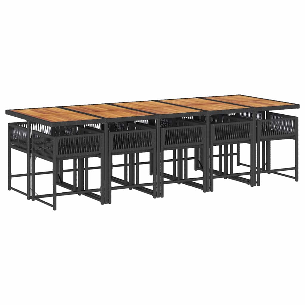 11-delige Tuinset met kussens poly rattan zwart is nu te koop bij PeponiXL, paradijselijk wonen!