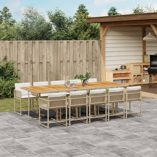 11-delige Tuinset met kussens poly rattan beige is nu te koop bij PeponiXL, paradijselijk wonen!