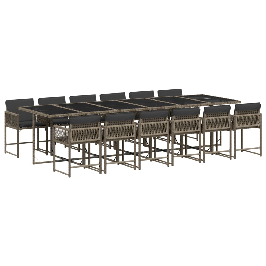 13-delige Tuinset met kussens poly rattan grijs is nu te koop bij PeponiXL, paradijselijk wonen!