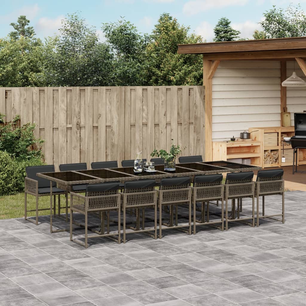 13-delige Tuinset met kussens poly rattan grijs is nu te koop bij PeponiXL, paradijselijk wonen!
