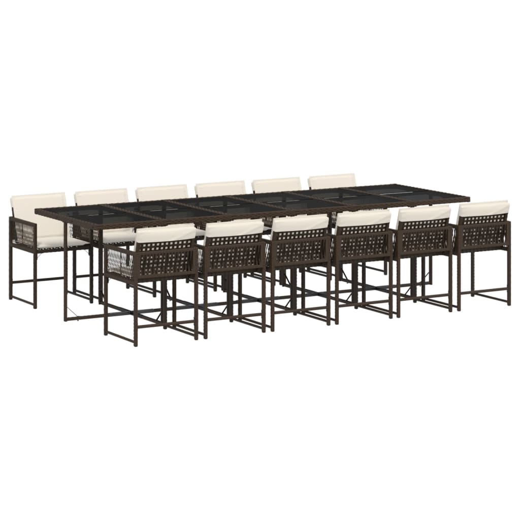 13-delige Tuinset met kussens poly rattan bruin is nu te koop bij PeponiXL, paradijselijk wonen!