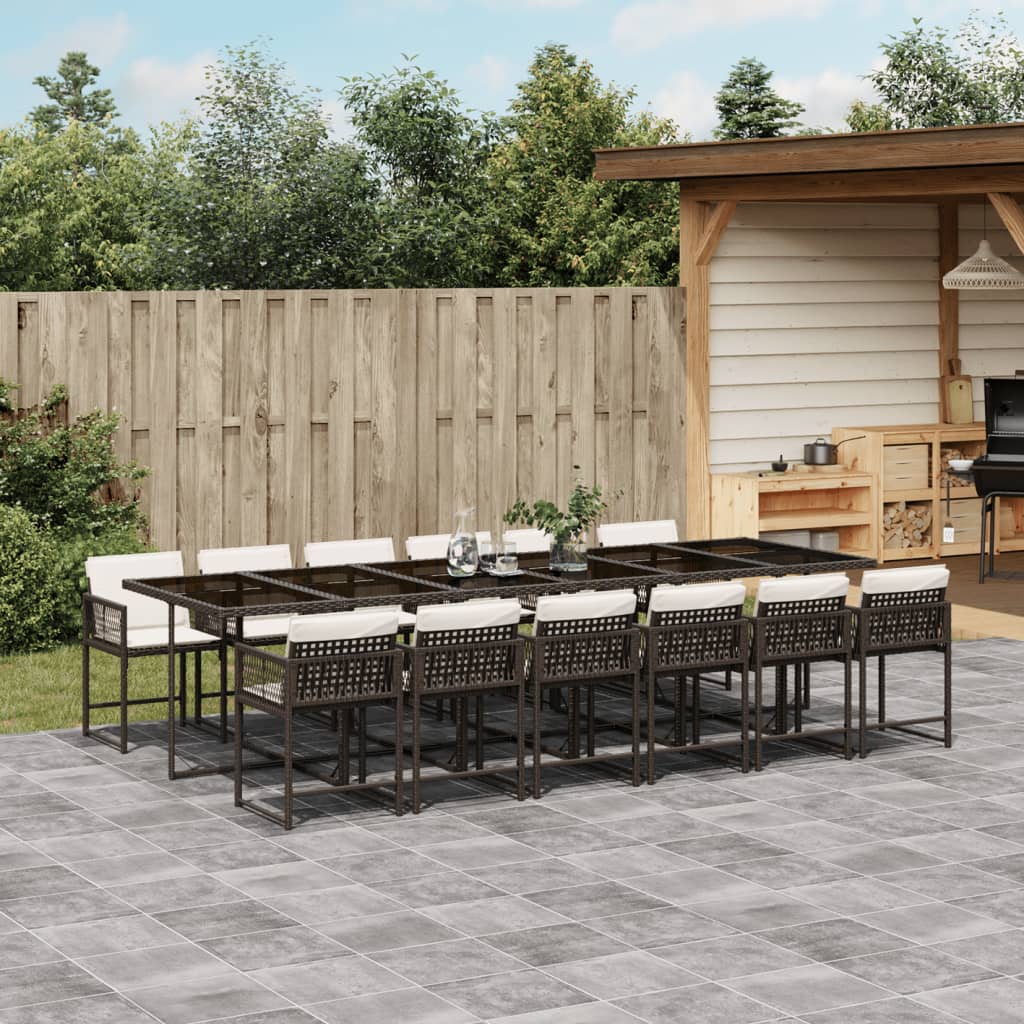 13-delige Tuinset met kussens poly rattan bruin is nu te koop bij PeponiXL, paradijselijk wonen!