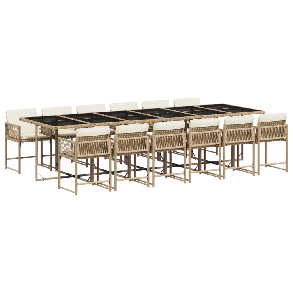 13-delige Tuinset met kussens poly rattan beige is nu te koop bij PeponiXL, paradijselijk wonen!