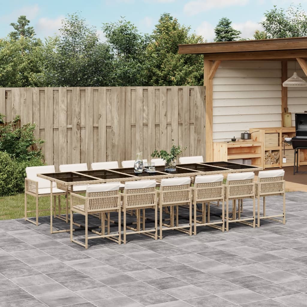 13-delige Tuinset met kussens poly rattan beige is nu te koop bij PeponiXL, paradijselijk wonen!