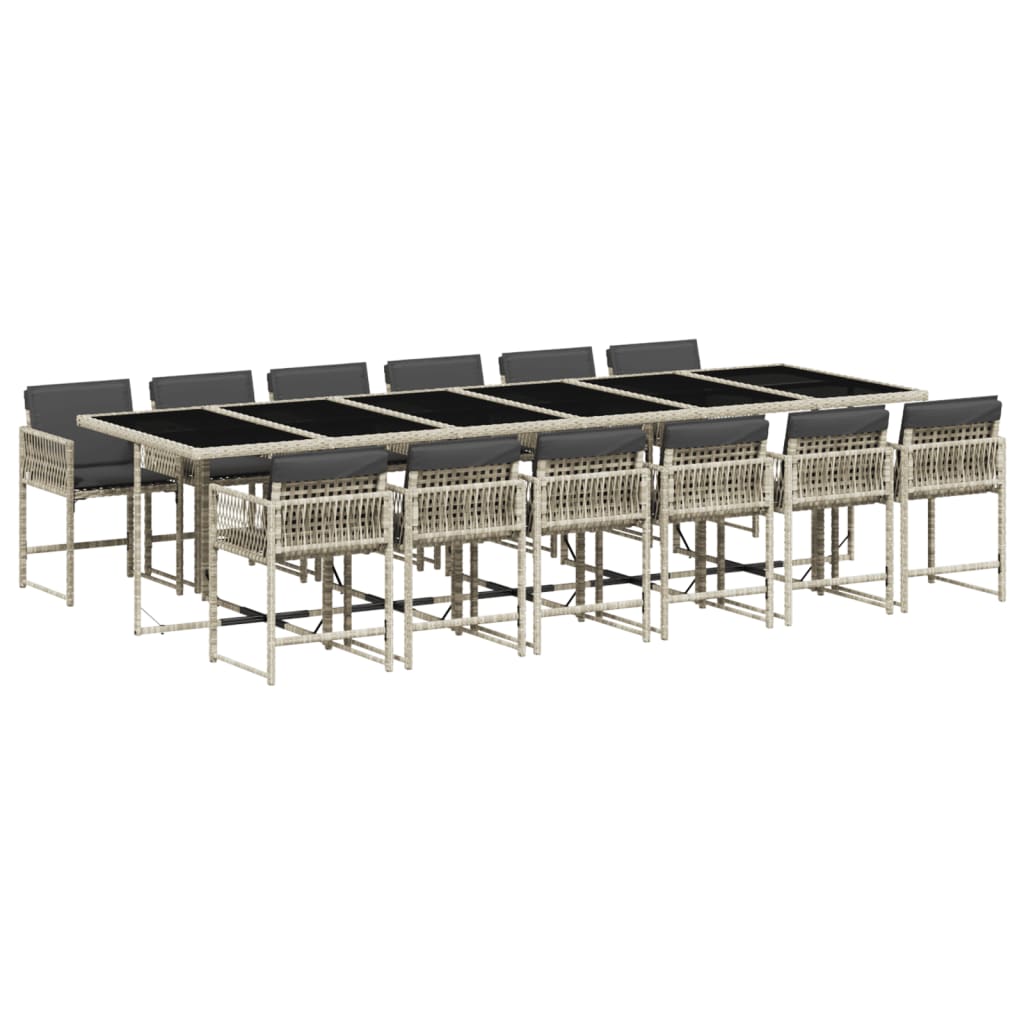 13-delige Tuinset met kussens poly rattan lichtgrijs is nu te koop bij PeponiXL, paradijselijk wonen!