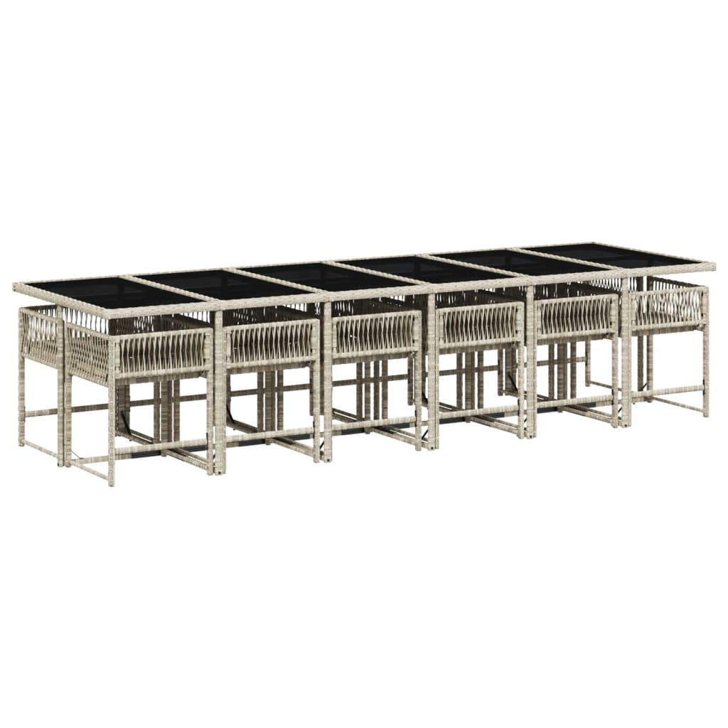 13-delige Tuinset met kussens poly rattan lichtgrijs is nu te koop bij PeponiXL, paradijselijk wonen!