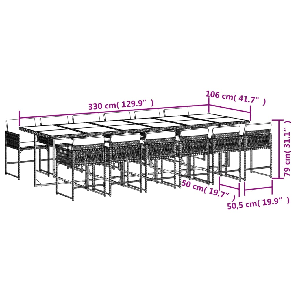13-delige Tuinset met kussens poly rattan lichtgrijs is nu te koop bij PeponiXL, paradijselijk wonen!